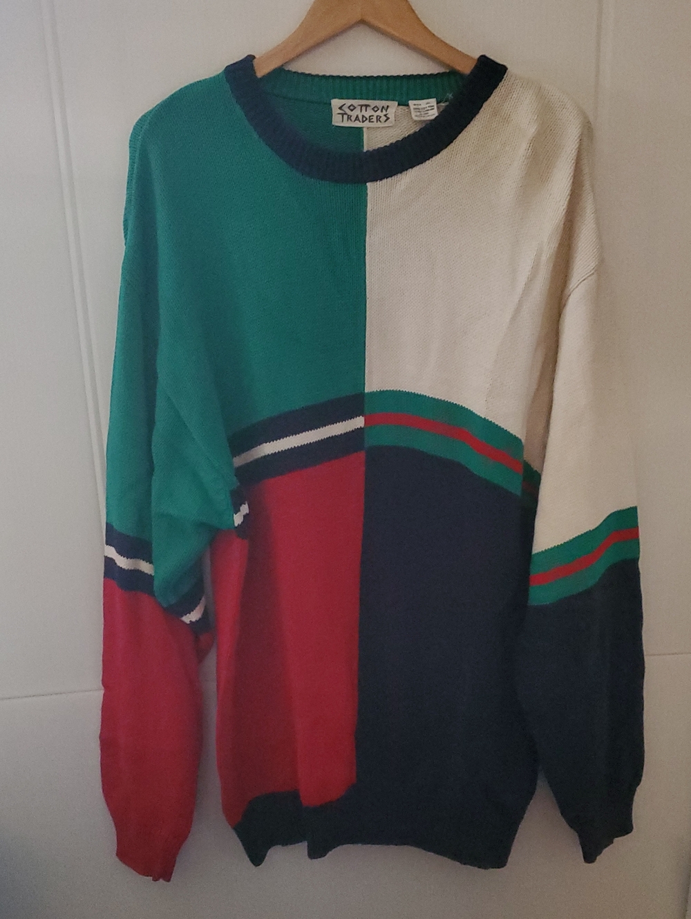Vintage Cotton Traders Colorblock Crewneck Sweater Men's Size XL